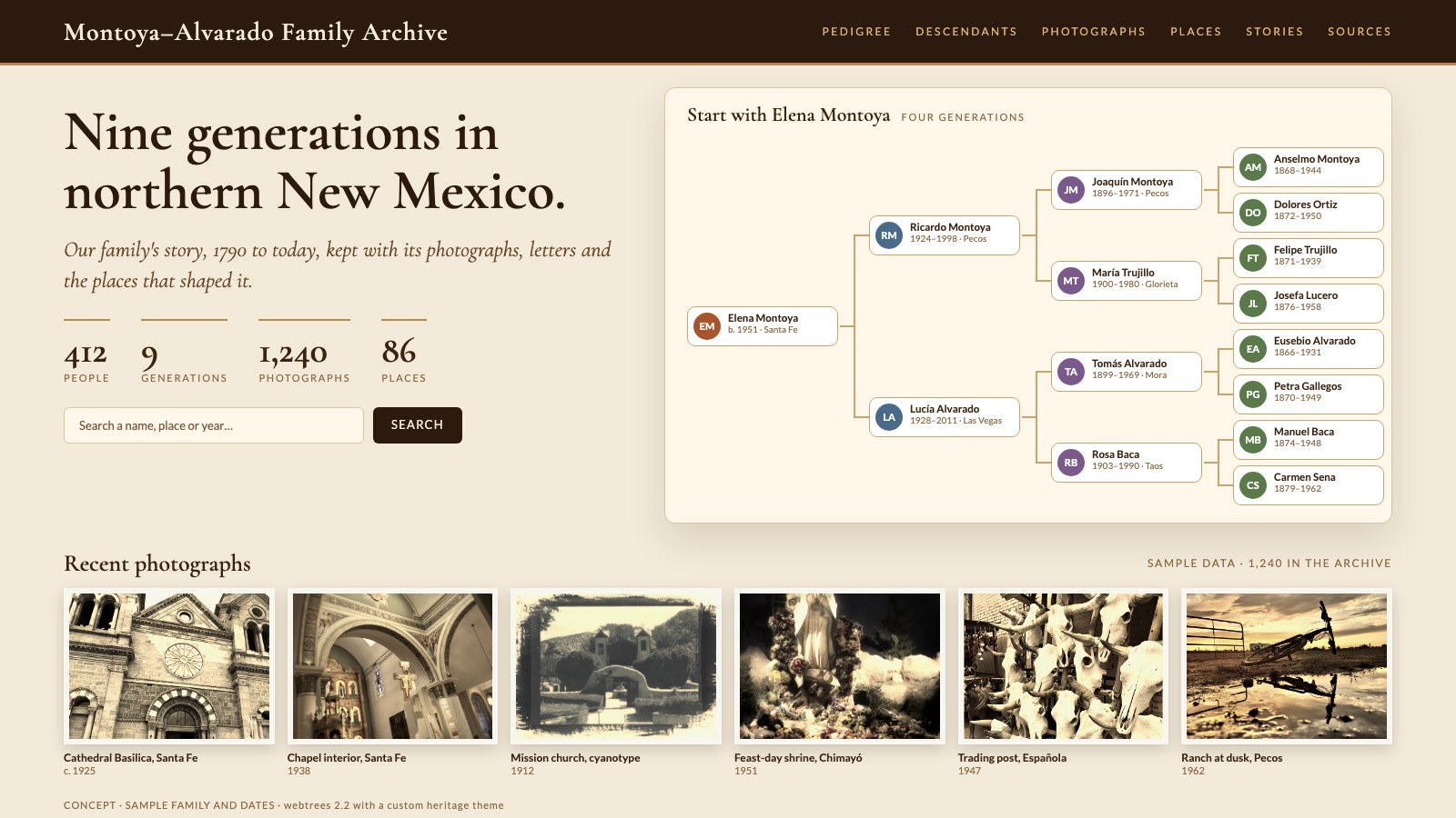 Family tree archive concept mockup