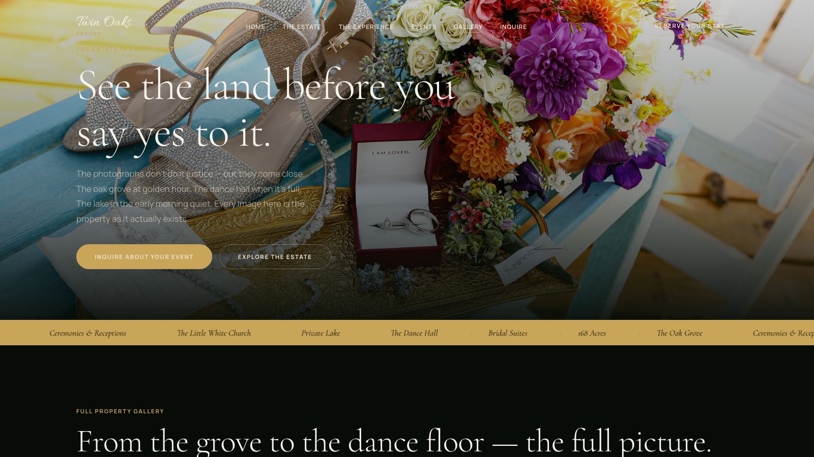 Twin Oaks Resort concept website